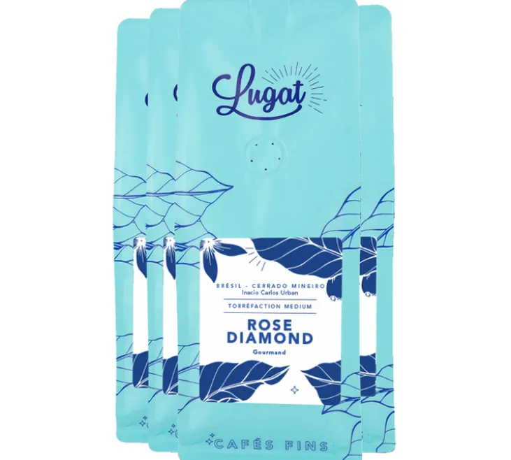 4 x 250 g - Café en grain - Brésil Rose Diamond - LUGAT