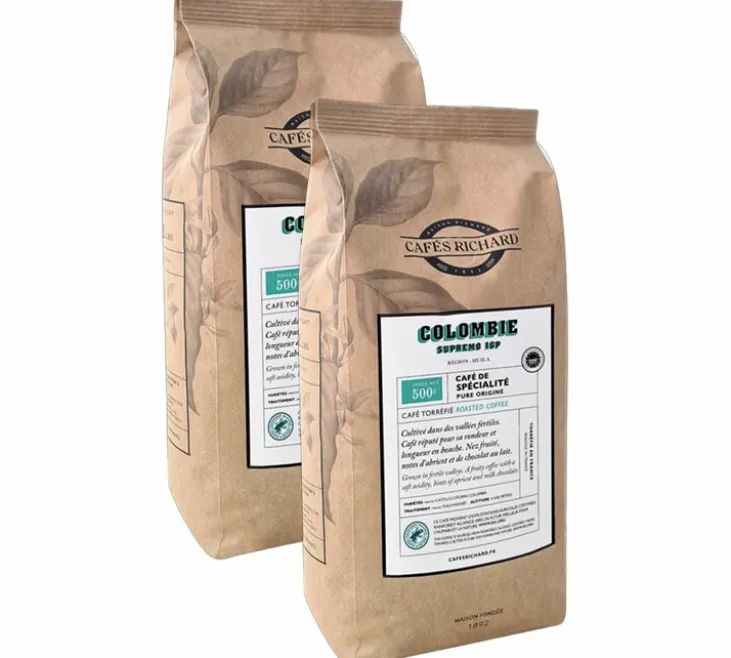 2 x 500 g - Café en grain - Colombie Supremo - CAFÉS RICHARD