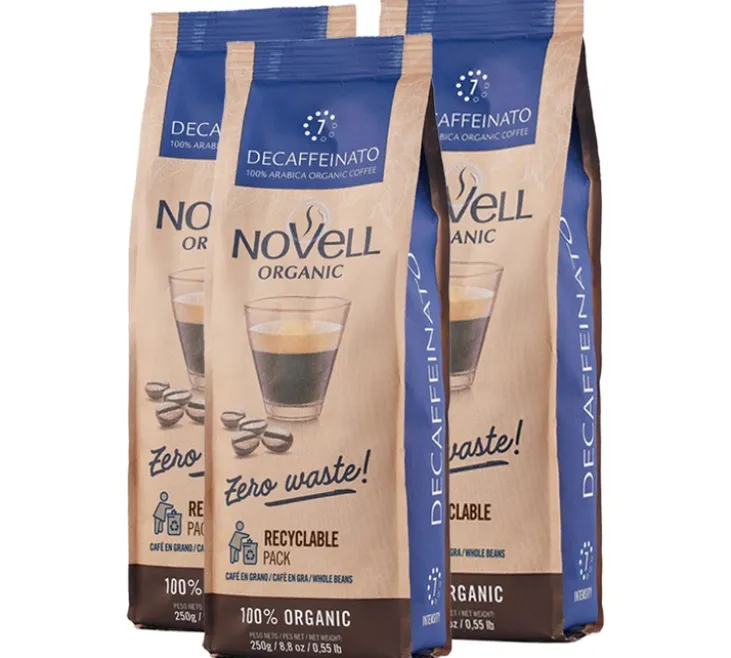 3 x 250 g - Café en grain - Décaféiné Bio - CAFÉS NOVELL