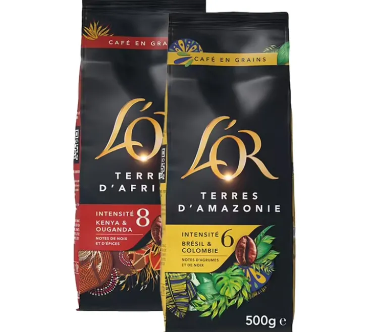 2 x 500 g - Café en grain - Découverte Terres d’Afrique et d’Amazonie - L'OR