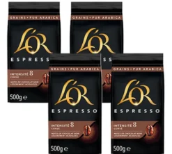 4 x 500 g - Café en grain - Espresso intensité 8 - L'OR