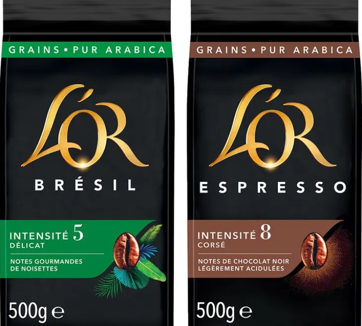 2 x 500 g - Café en grain - Lot Découverte Espresso x Brésil - L'OR