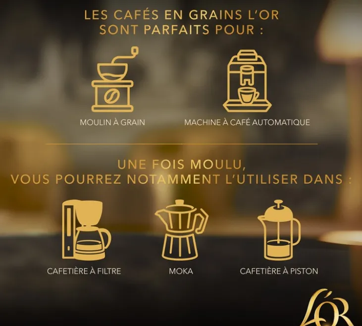 2 x 500 g - Café en grain - Lot Découverte Espresso x Brésil - L'OR