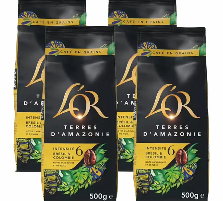 4 x 500 g - Café en grain - Terres d'Amazonie - L'OR