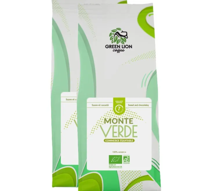 2 x 1 kg - Café en grain - Monte Verde Bio ( Commerce Équitable ) - GREEN LION COFFEE